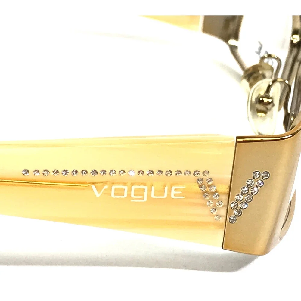 Vogue Eyeglasses Frames VO3660-B 847 Yellow Gold Rectangle Crystals 51-16-130